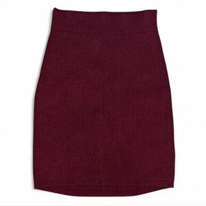 Naked Wardrobe Burgundy Knit Pencil Skirt